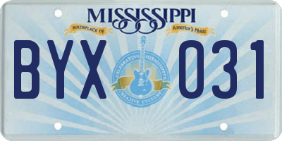 MS license plate BYX031