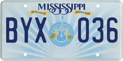 MS license plate BYX036