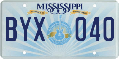 MS license plate BYX040
