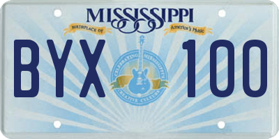 MS license plate BYX100