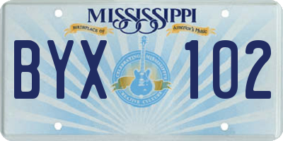 MS license plate BYX102