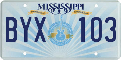 MS license plate BYX103
