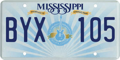 MS license plate BYX105