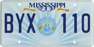 MS license plate BYX110