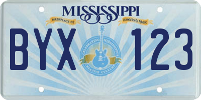MS license plate BYX123
