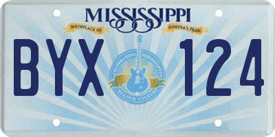 MS license plate BYX124
