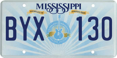 MS license plate BYX130