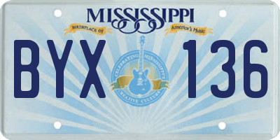MS license plate BYX136