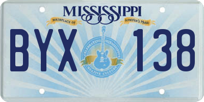 MS license plate BYX138