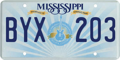 MS license plate BYX203