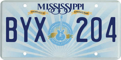 MS license plate BYX204
