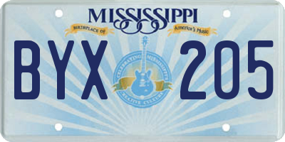MS license plate BYX205
