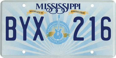 MS license plate BYX216
