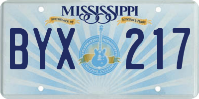 MS license plate BYX217