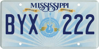 MS license plate BYX222