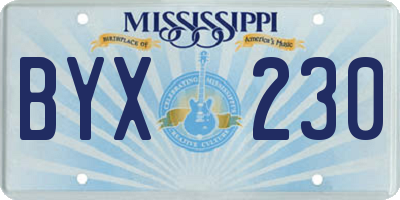 MS license plate BYX230