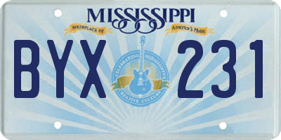 MS license plate BYX231