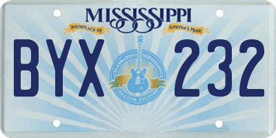 MS license plate BYX232
