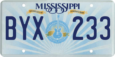 MS license plate BYX233