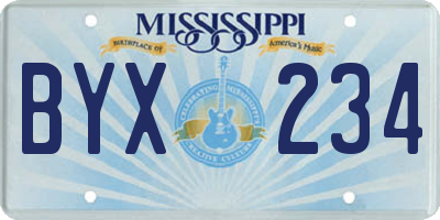 MS license plate BYX234