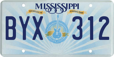 MS license plate BYX312