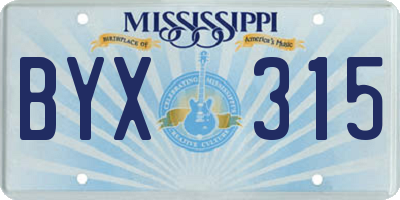 MS license plate BYX315