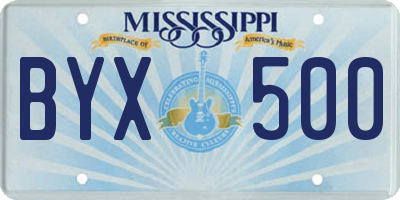 MS license plate BYX500