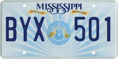MS license plate BYX501