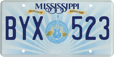 MS license plate BYX523