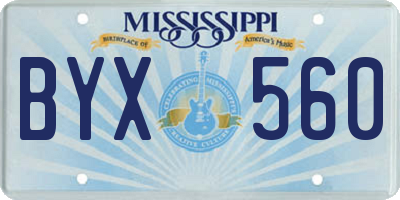 MS license plate BYX560