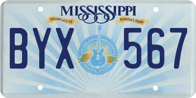 MS license plate BYX567