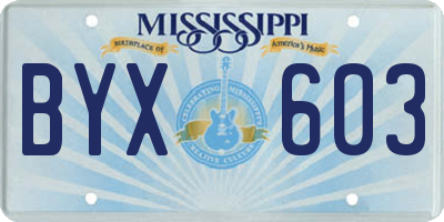 MS license plate BYX603