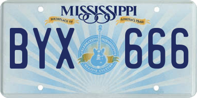 MS license plate BYX666