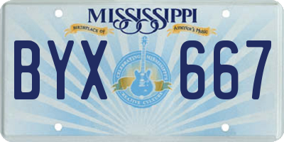 MS license plate BYX667