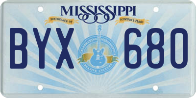 MS license plate BYX680