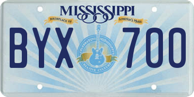 MS license plate BYX700