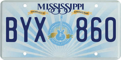 MS license plate BYX860
