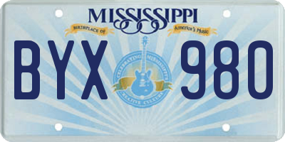 MS license plate BYX980