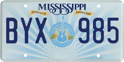 MS license plate BYX985