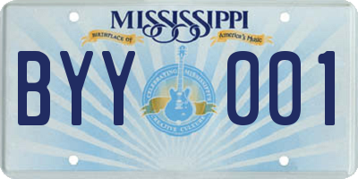 MS license plate BYY001
