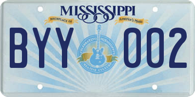 MS license plate BYY002