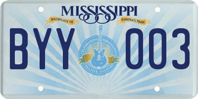 MS license plate BYY003