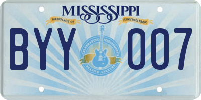 MS license plate BYY007