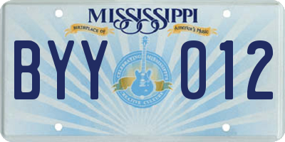 MS license plate BYY012