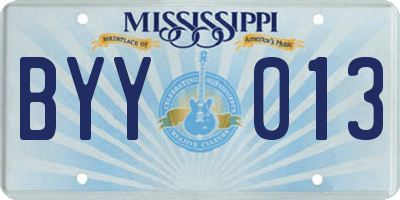MS license plate BYY013