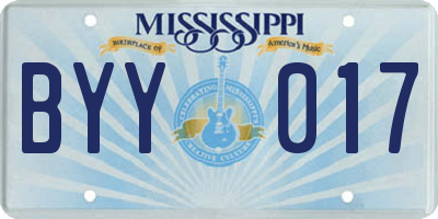 MS license plate BYY017