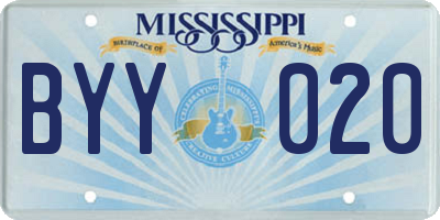 MS license plate BYY020