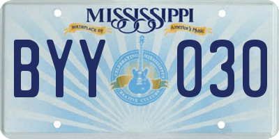MS license plate BYY030
