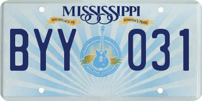 MS license plate BYY031