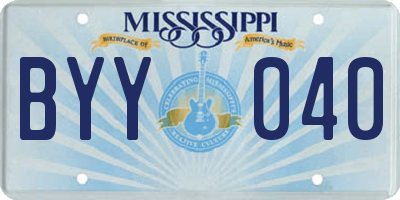 MS license plate BYY040